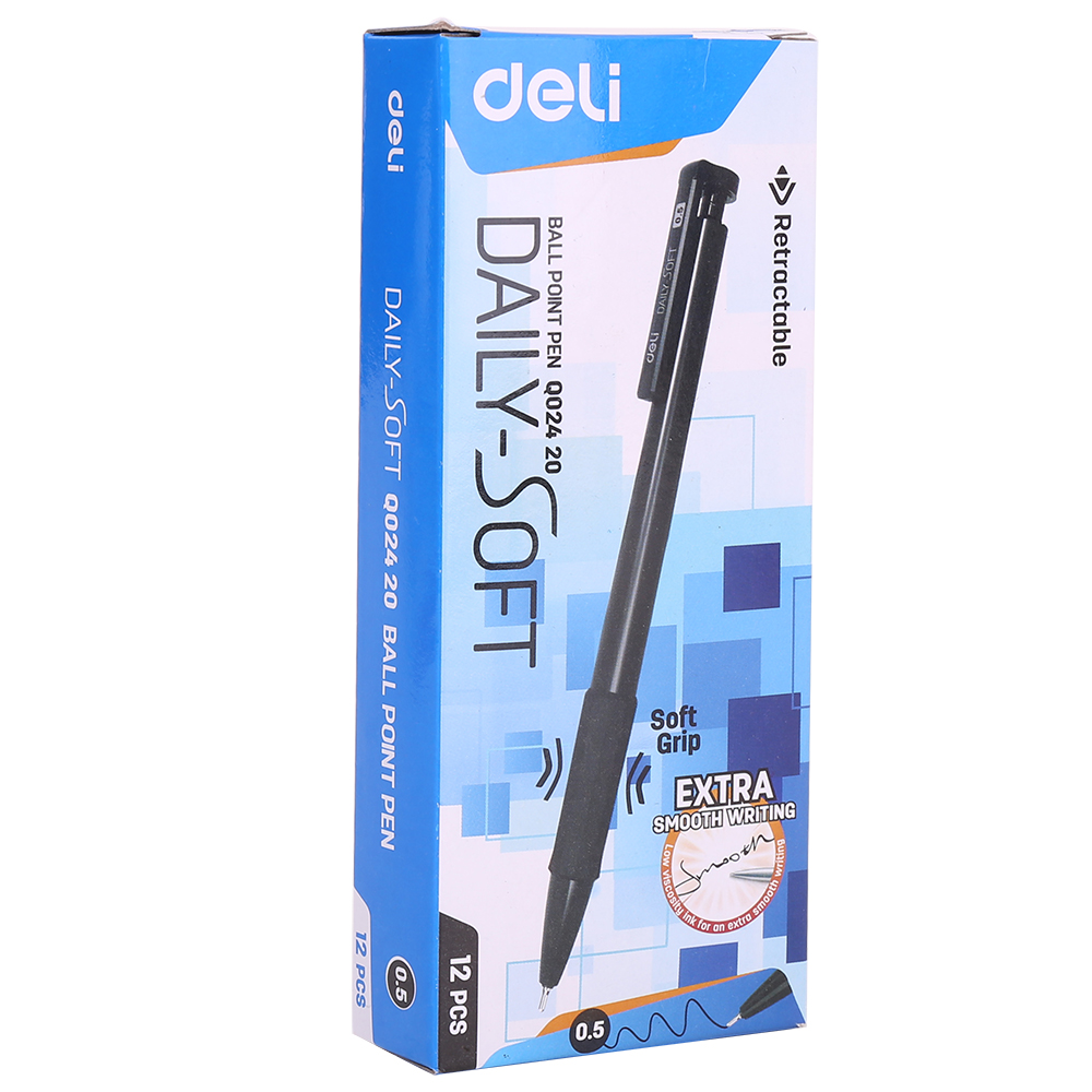 Bút Bi Dầu Đầu Bấm DAILYSOFT 0.5mm (Đen) Deli EQ02420