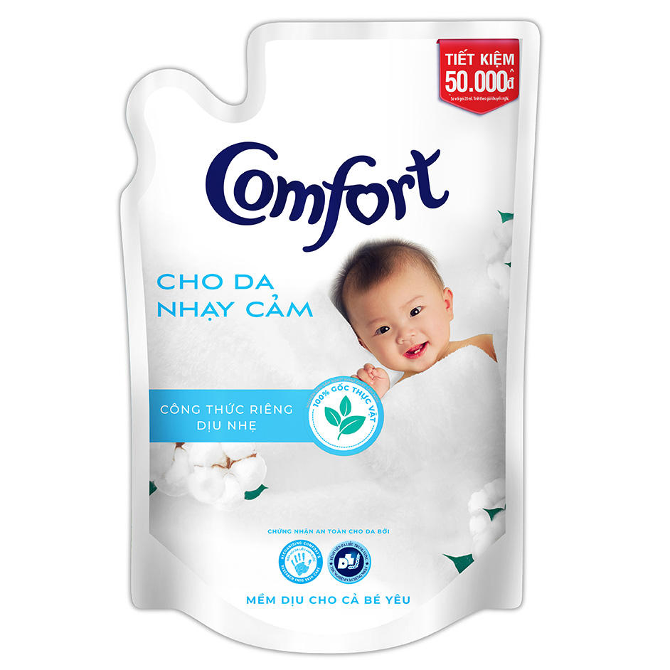 Nước xả cho bé Comfort cho da nhạy cảm hương phấn túi 1.6ml