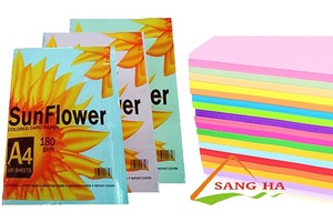 [48590] Giấy Bìa Màu A4 Sunflower 180Gms 5 Màu (Thái Lan)